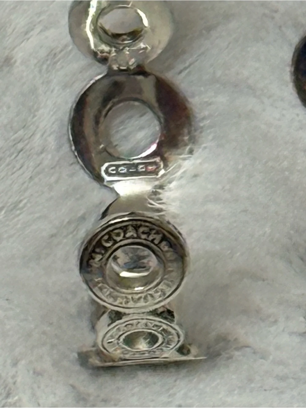 Coach Circular Logo Link Earrings in Silver - Picture 7 of 11